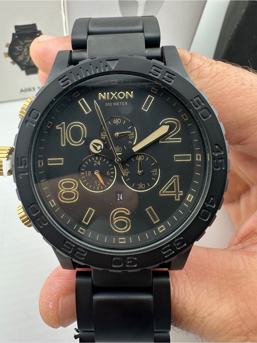 Nixon Black & Gold Stainless Steel Chronograph Watch